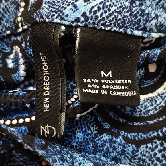 New Directions 3/4 Puff Sleeve Paisley Print Split Neck Tunic Sz M - Picture 6 of 6